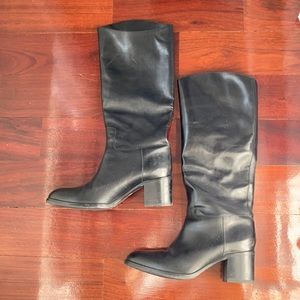 Sartore Black Stacked Heel Boots w Round Toe